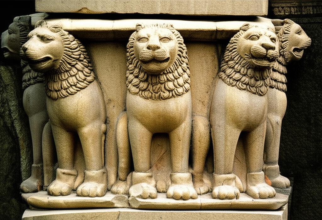 Illustration of Ashoka's Lion Capital: Its Role in Indian History