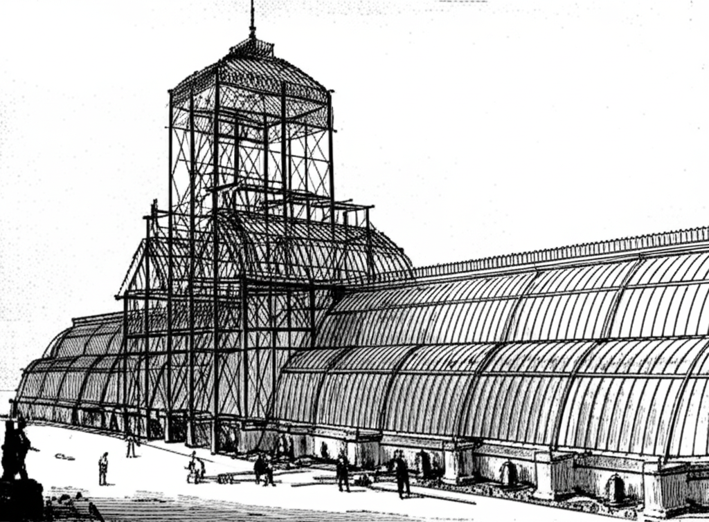 Illustration of Building the Crystal Palace for the Great Exhibition