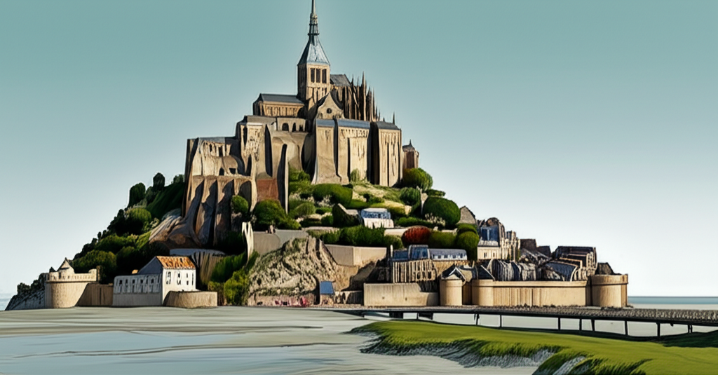 Illustration of Building the Mont-Saint-Michel Abbey