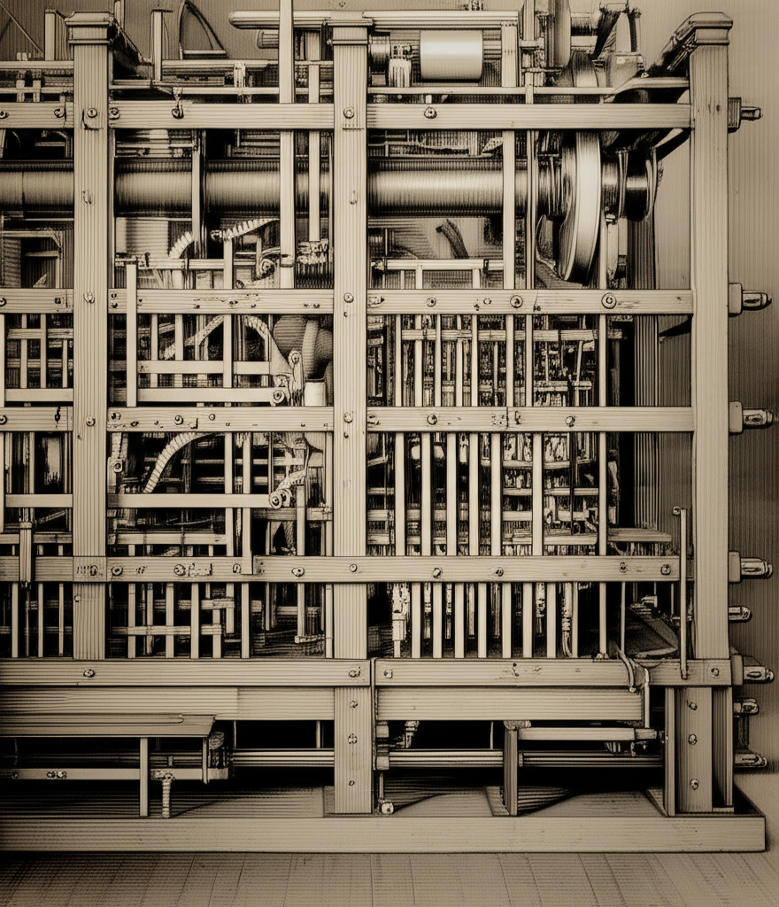 Illustration of Charles Babbage and the Invention of the Difference Engine