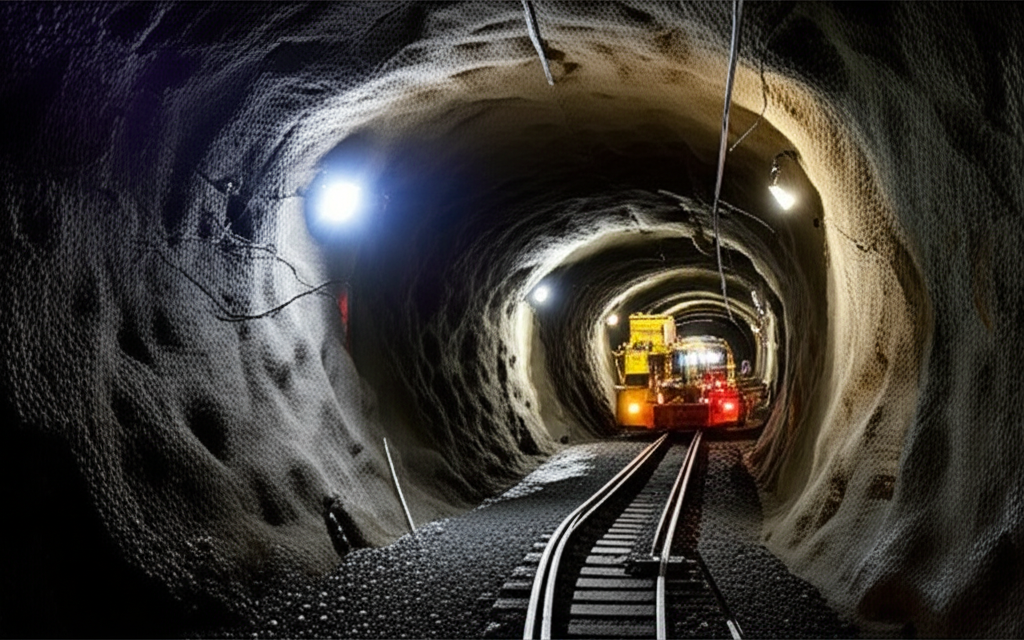 Illustration of Constructing the Swiss Gotthard Rail Tunnel
