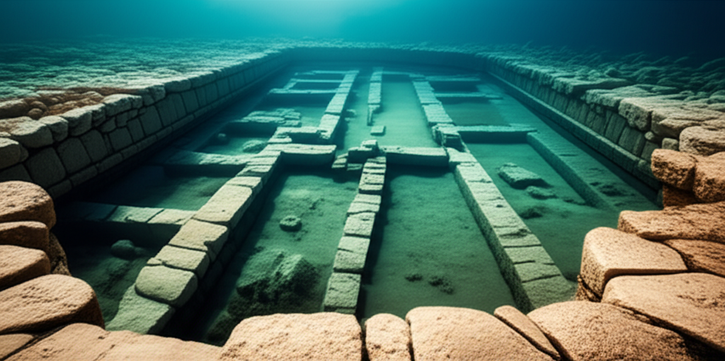 Illustration of Construction of the Sunken City of Pavlopetri