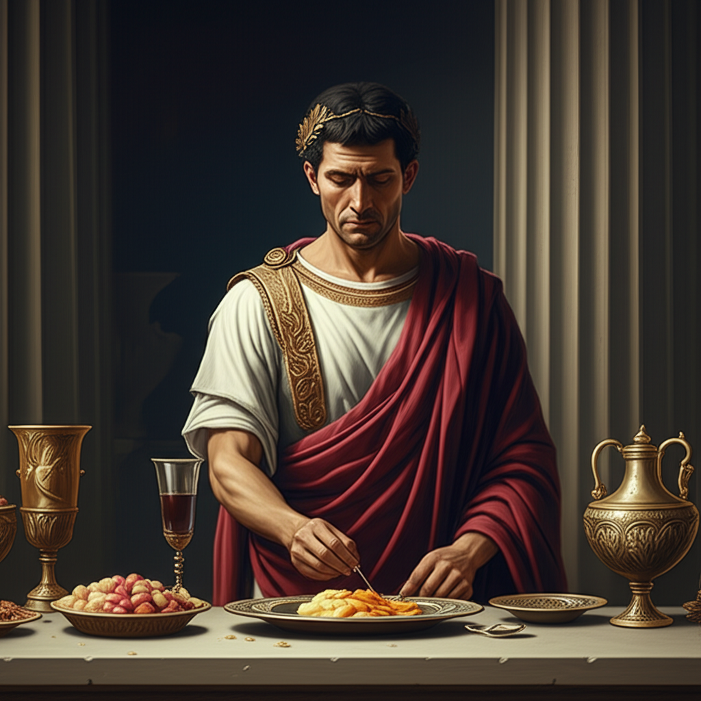 Illustration of Daily Duties of a Roman Imperial Food Taster