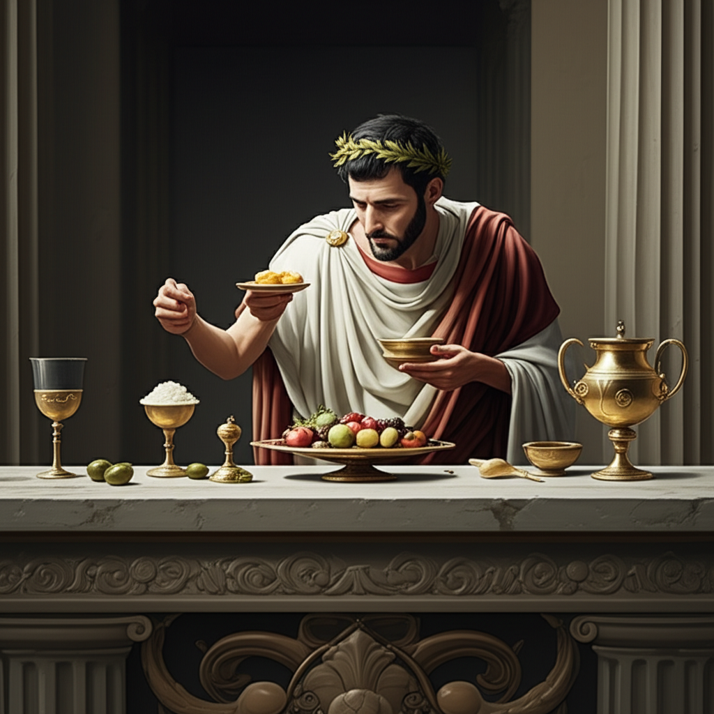 Illustration of Daily Duties of a Roman Imperial Food Taster