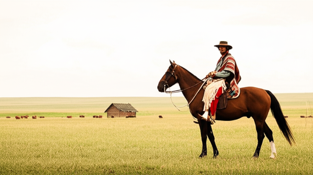 Illustration of Daily Life of an 18th Century South American Gaucho