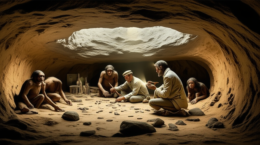 Illustration of Discovery of Peking Man Fossils at Zhoukoudian