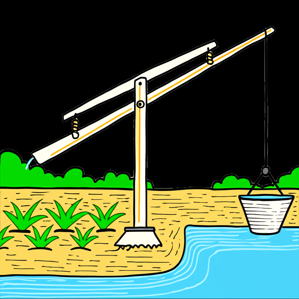 Illustration of Engineering Behind the Shadoof Irrigation Tool