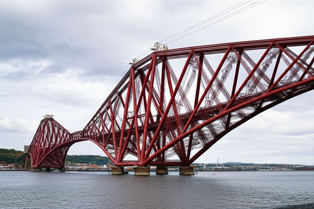 Illustration of Forth Bridge Construction Using Cantilever Technology