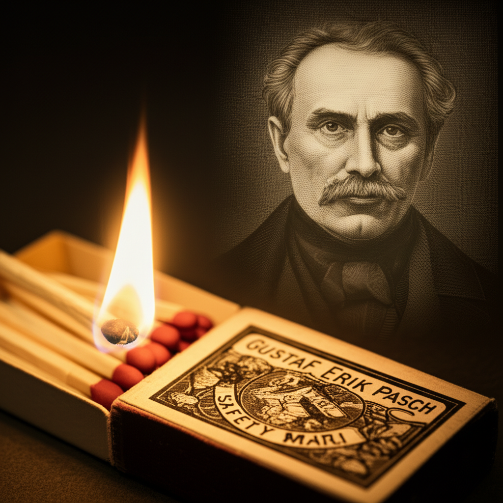 Illustration of Gustaf Erik Pasch and the Invention of the Safety Match