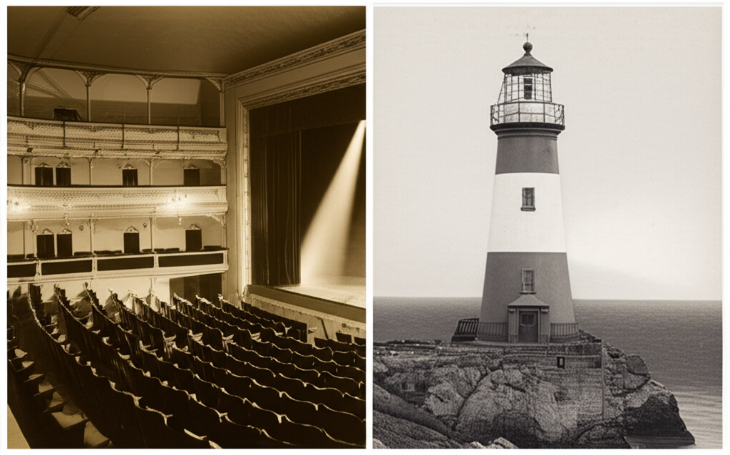 Illustration of History of Limelight in Victorian Theaters and Lighthouses