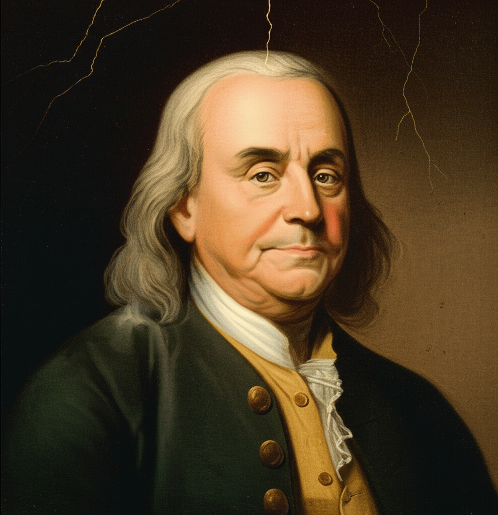 Illustration of How Benjamin Franklin Invented the Lightning Rod