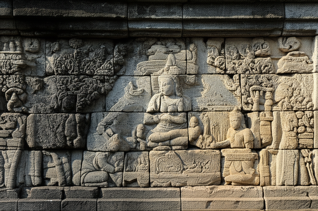 Illustration of How Borobudur Temple Was Built