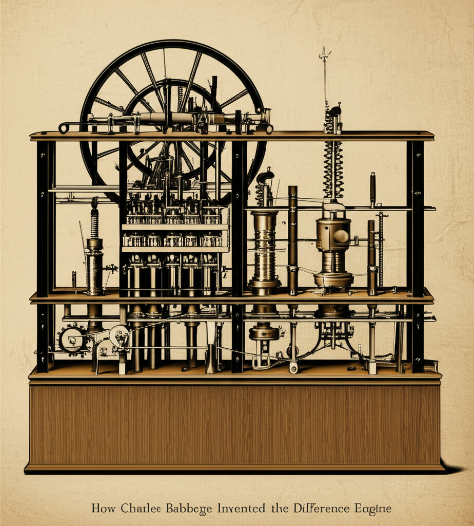 Illustration of How Charles Babbage Invented the Difference Engine