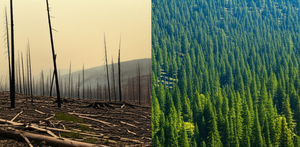 Illustration of How the Great Fire of 1910 Changed Forest Conservation