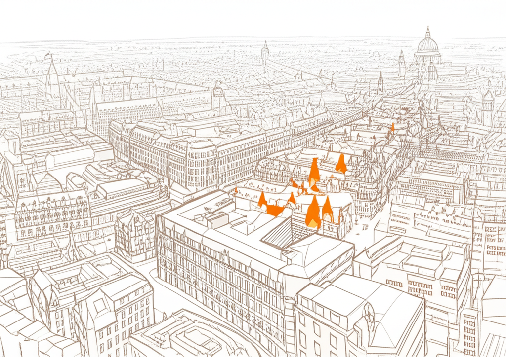 Illustration of How the Great Fire of London Changed City Planning