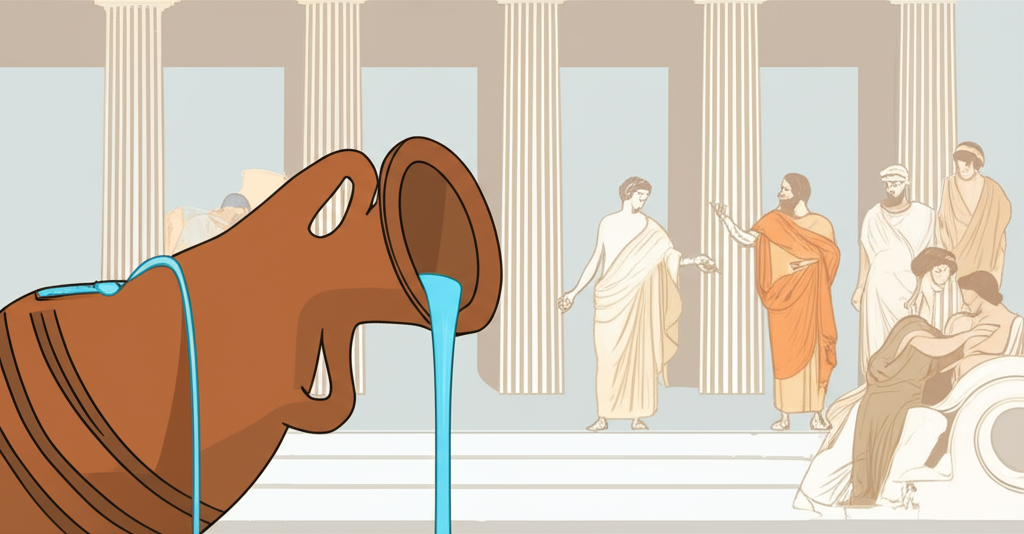 Illustration of How the Klepsydra Timed Legal Arguments in Ancient Greece