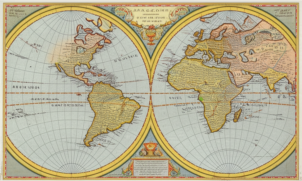 Illustration of How the Treaty of Tordesillas Divided the World