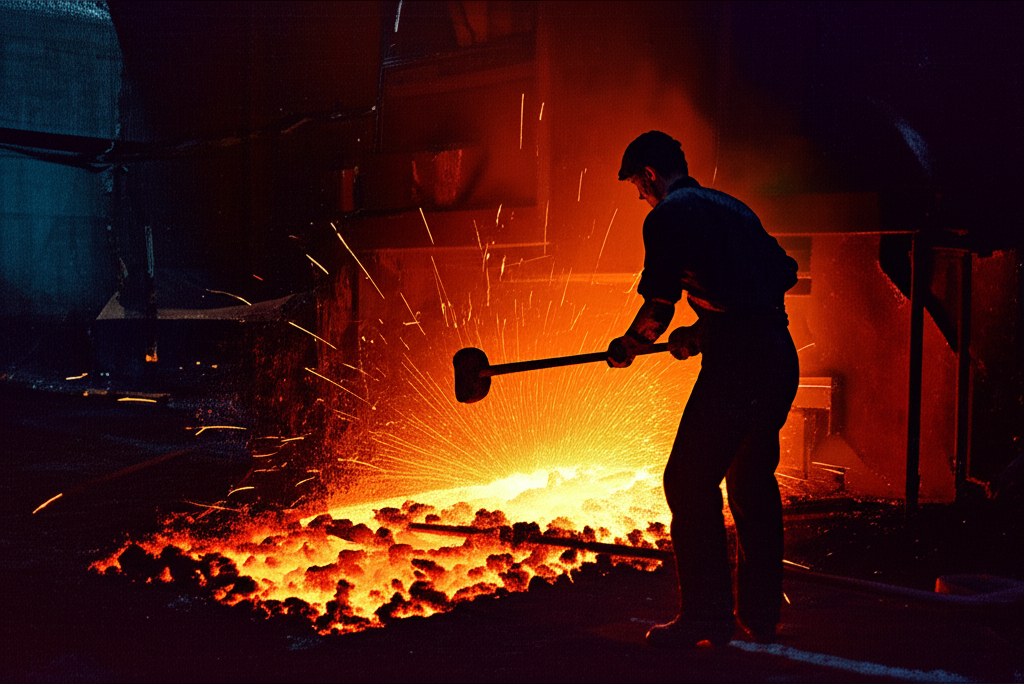 Illustration of Life of a Puddler in a 19th Century Ironworks