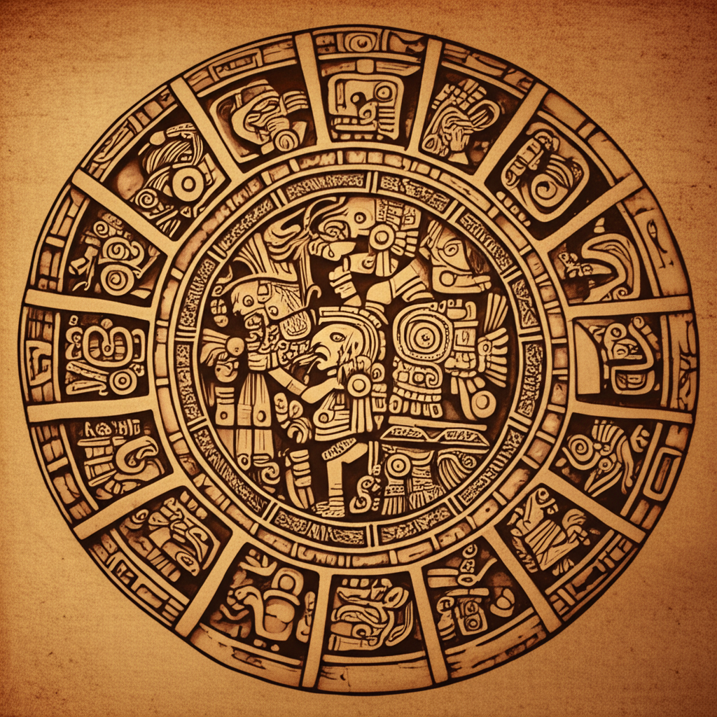 Illustration of Role of the Lords of the Night in Aztec Timekeeping