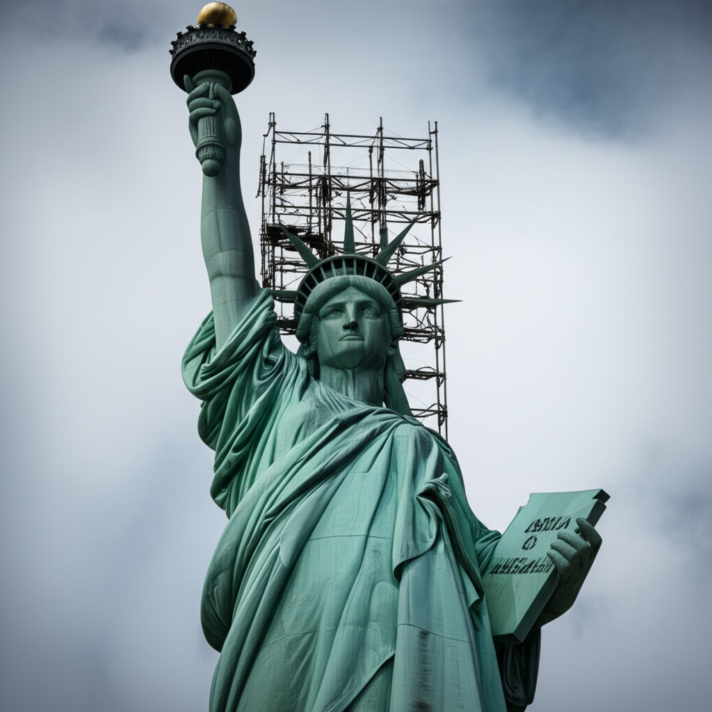 Illustration of Statue of Liberty: Construction & Iron Frame