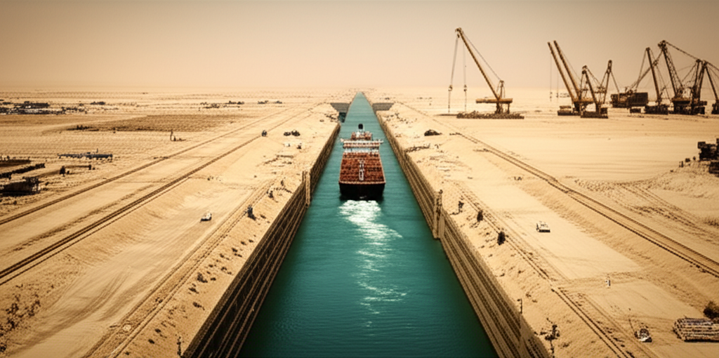 Illustration of Suez Canal: Construction and Global Impact