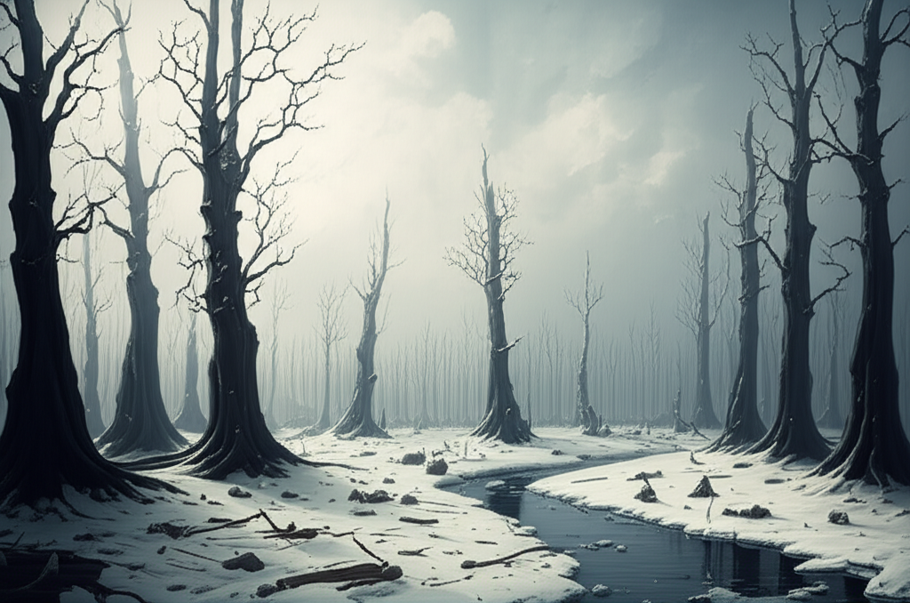 Illustration of The 1709 Great Frost's Impact on Europe