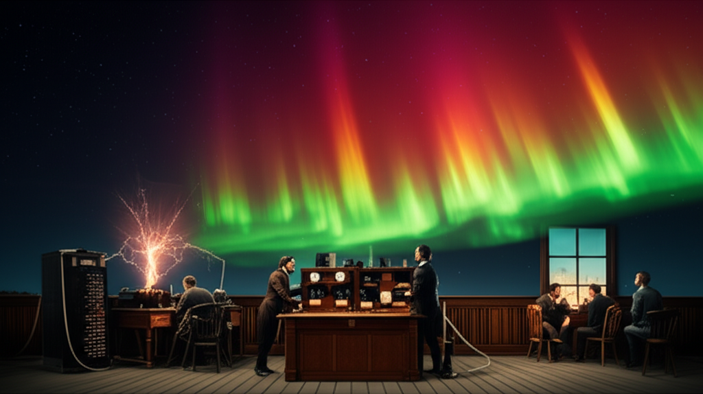 Illustration of The 1859 Carrington Event and Telegraph Failures