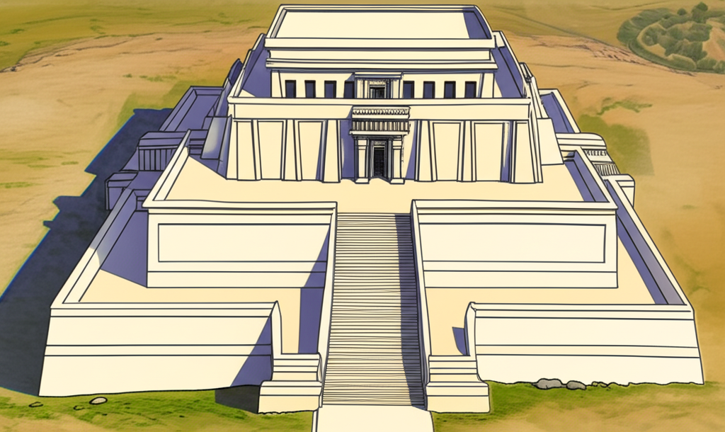 Illustration of The Architectural Design of the White Temple of Uruk
