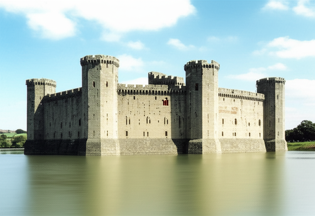 Illustration of The Construction of Bodiam Castle and Its Moat