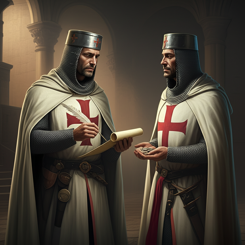 Illustration of The Creation of Standardized Credit by the Knights Templar