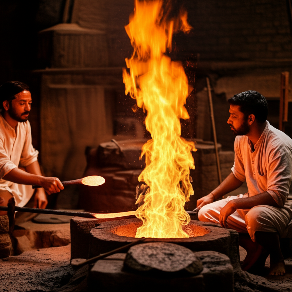 Illustration of The Development of Wootz Steel in Ancient India