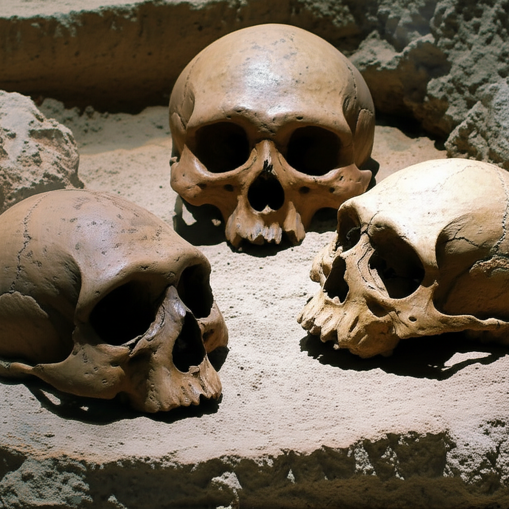 Illustration of The Discovery of the Dmanisi Skulls in Georgia