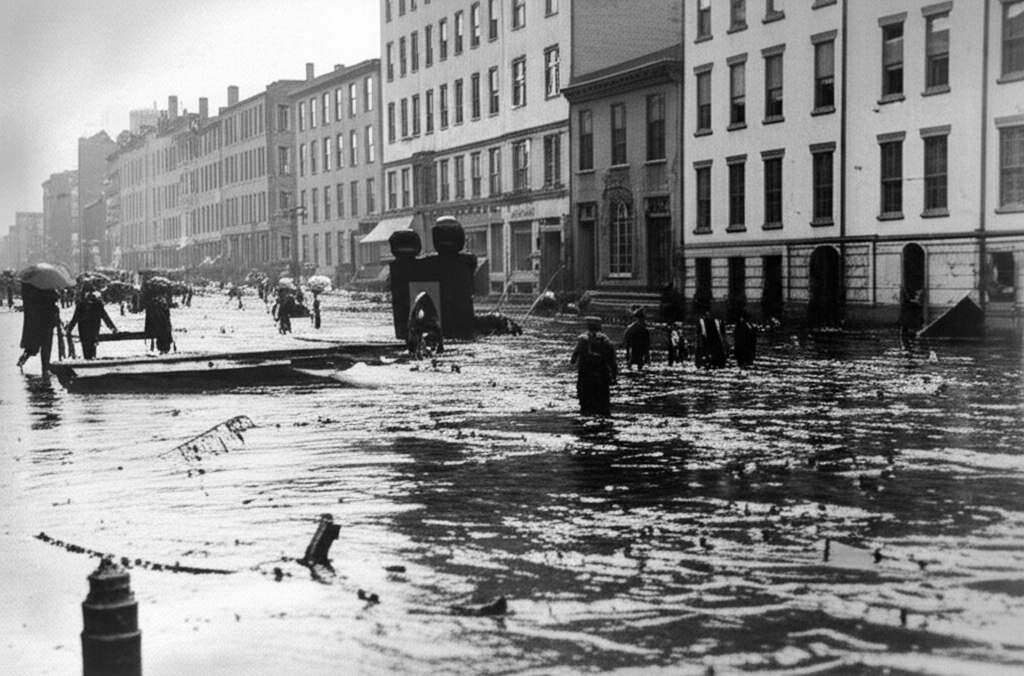 Illustration of The Great Molasses Flood of Boston in 1919