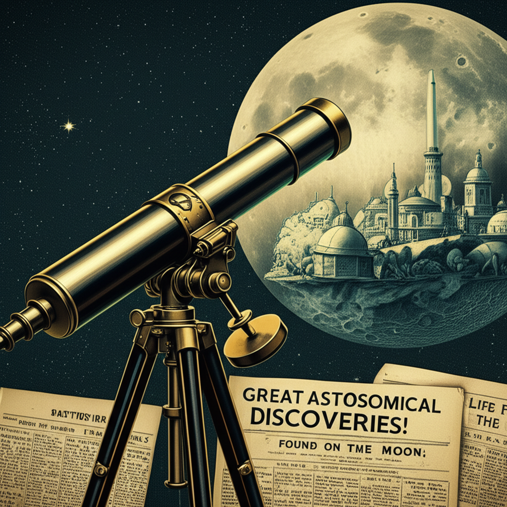 Illustration of The Great Moon Hoax of 1835 and Life on the Moon