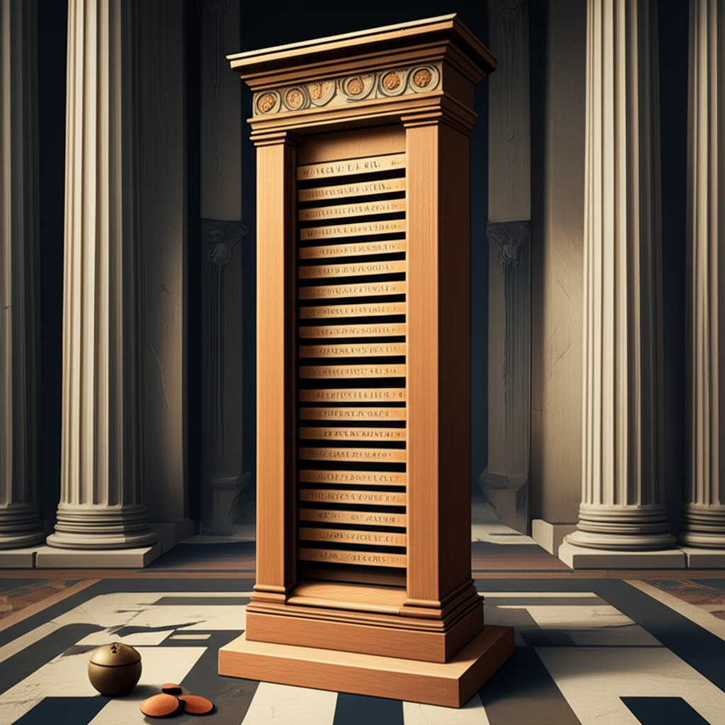 Illustration of The Greek Kleroterion: Preventing Jury Tampering