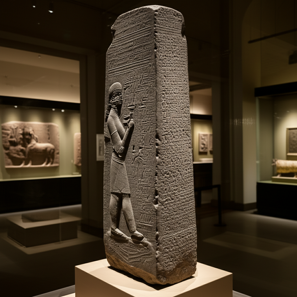 Illustration of The Hammurabi Stele: Artifact of Law and Power
