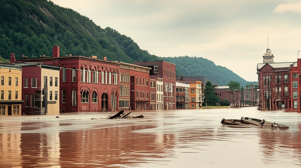 Illustration of The Impact of the Great Flood of 1889 in Johnstown