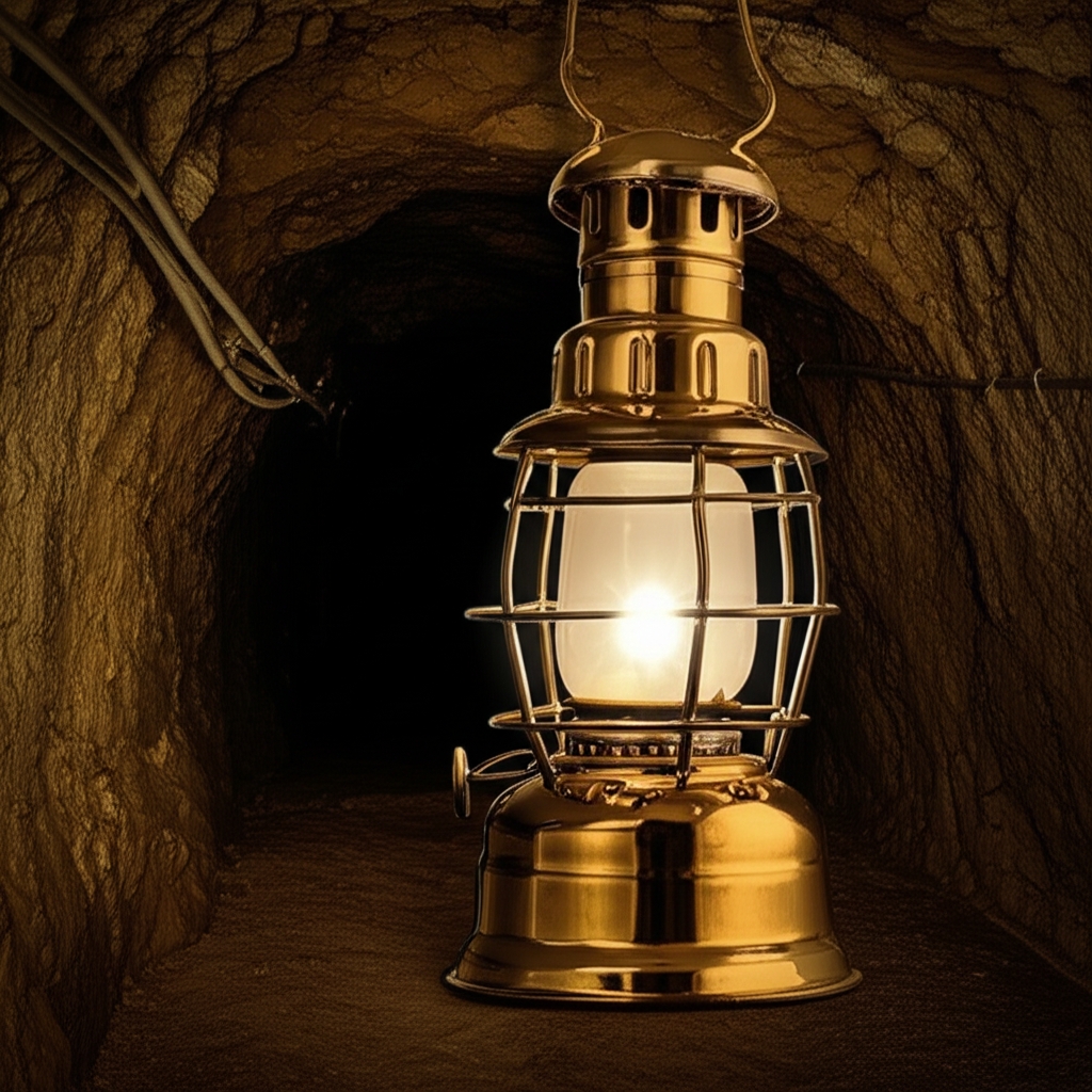 Illustration of The Invention of the Davy Safety Lamp for Mines