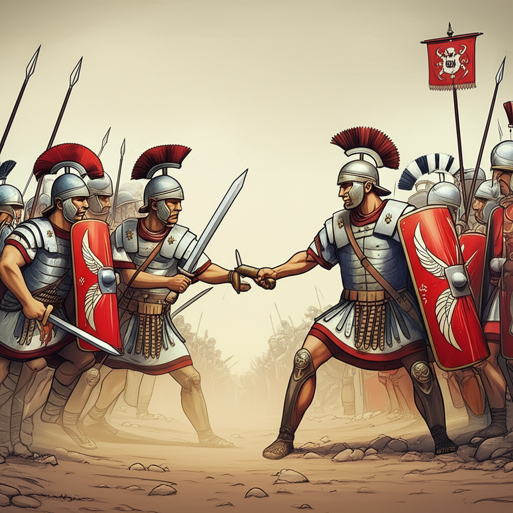 Illustration of The Latin League's Conflict with Early Rome