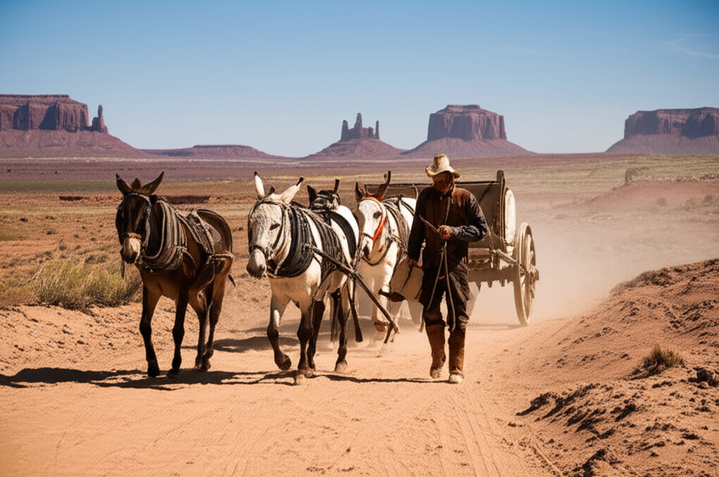 Illustration of The Life of a Mule Skinner in the American Southwest