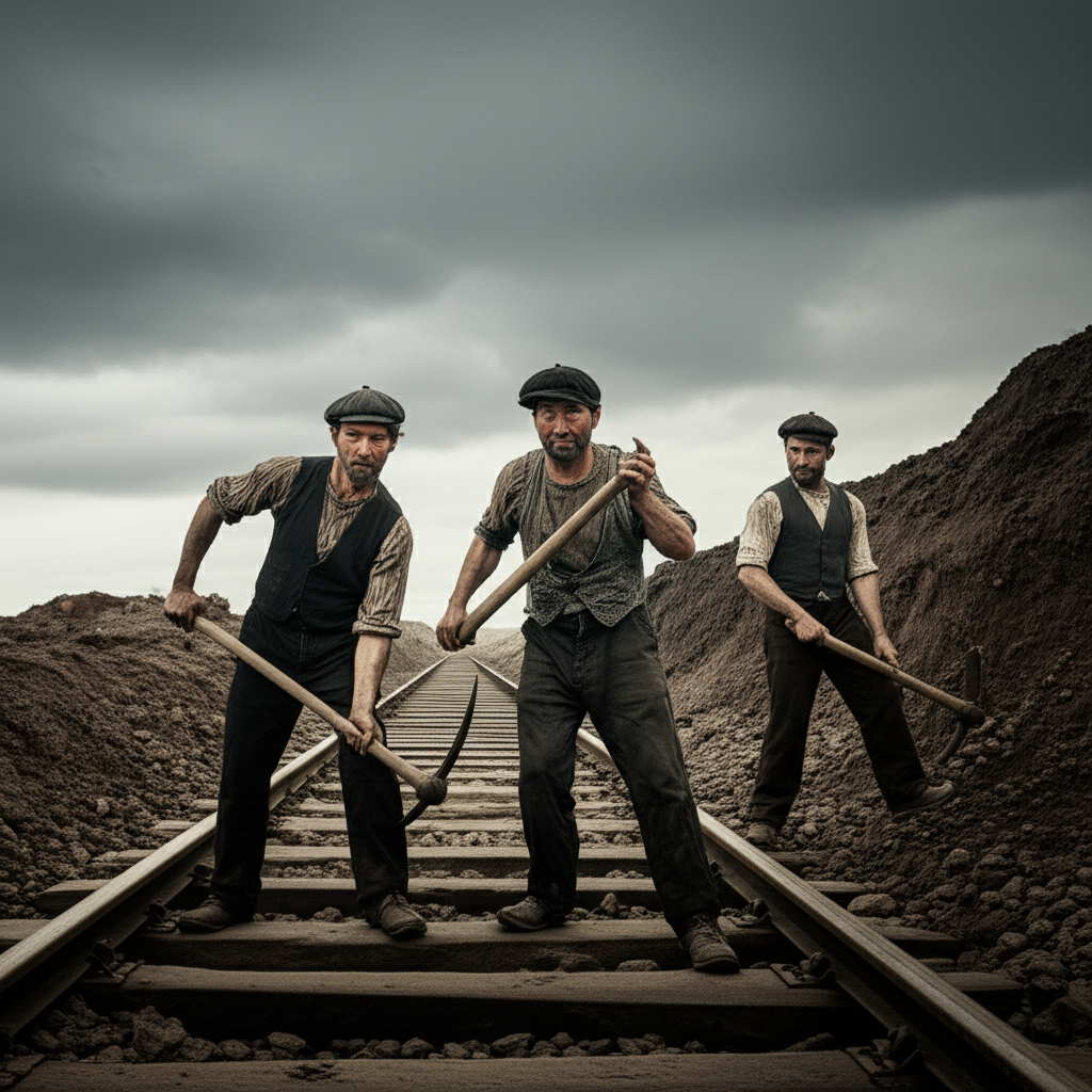 Illustration of The Life of a Navvy Building British Railways