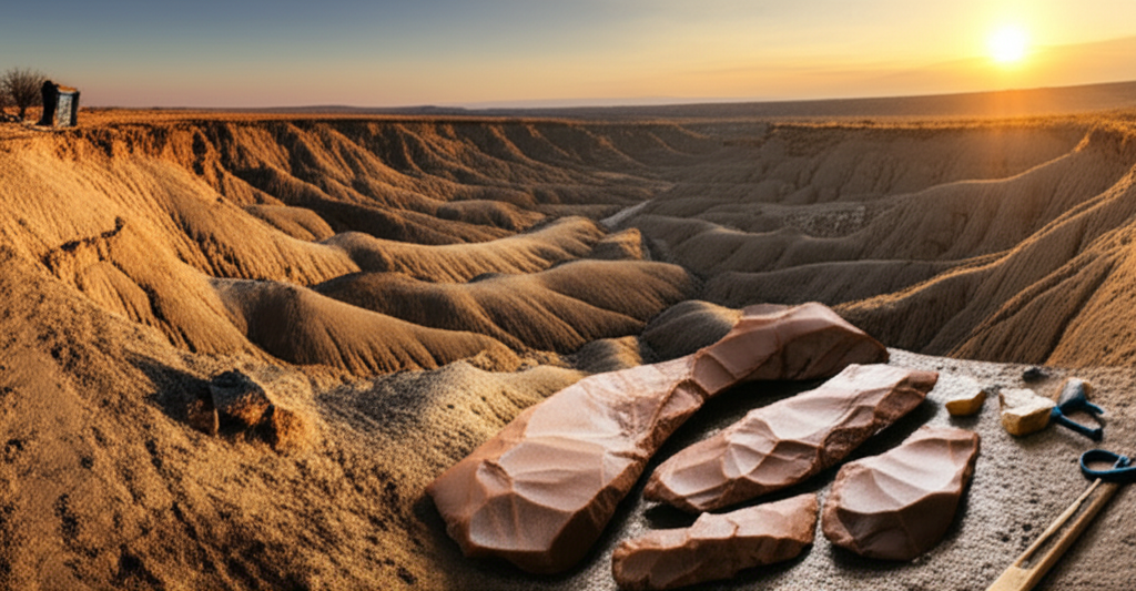 Illustration of The Olduvai Gorge Stone Tool Discovery