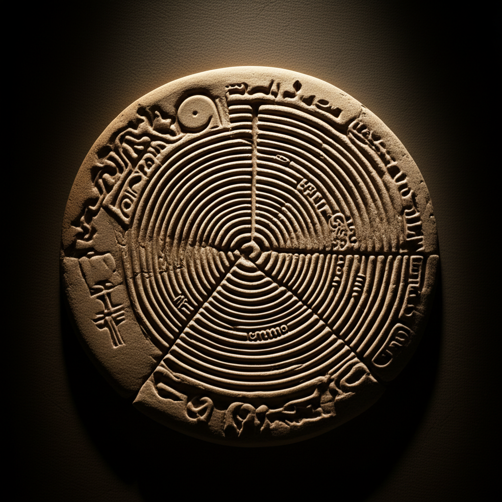 Illustration of The Phaistos Disc's Undeciphered Symbols