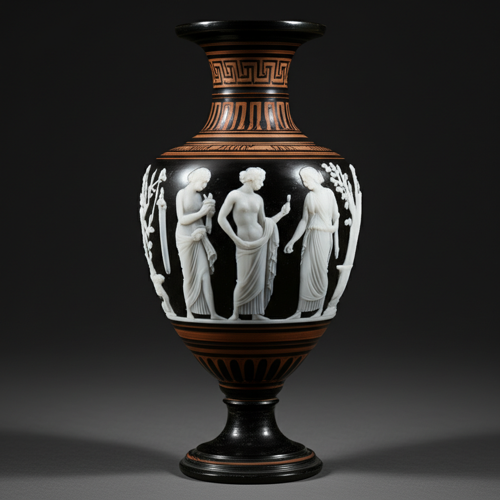 Illustration of The Portland Vase: A Masterpiece of Roman Cameo Glass