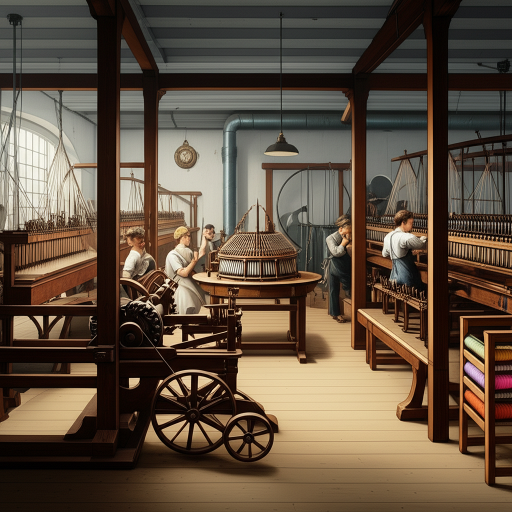 Illustration of The Spinning Jenny and the Shift to Factory Production