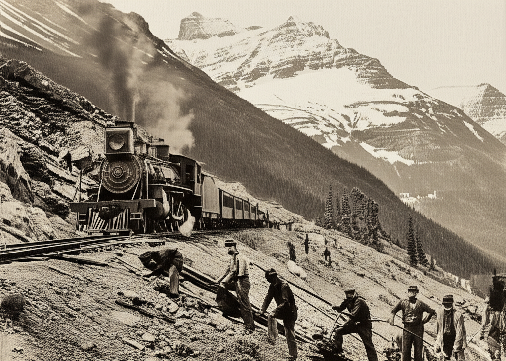 Illustration of Canadian Pacific Railway Construction and National Unity