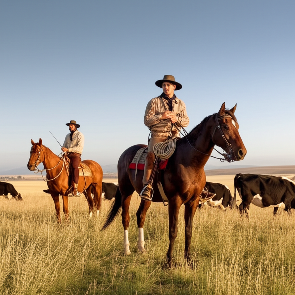 Illustration of Daily Life of an 18th-Century South American Gaucho