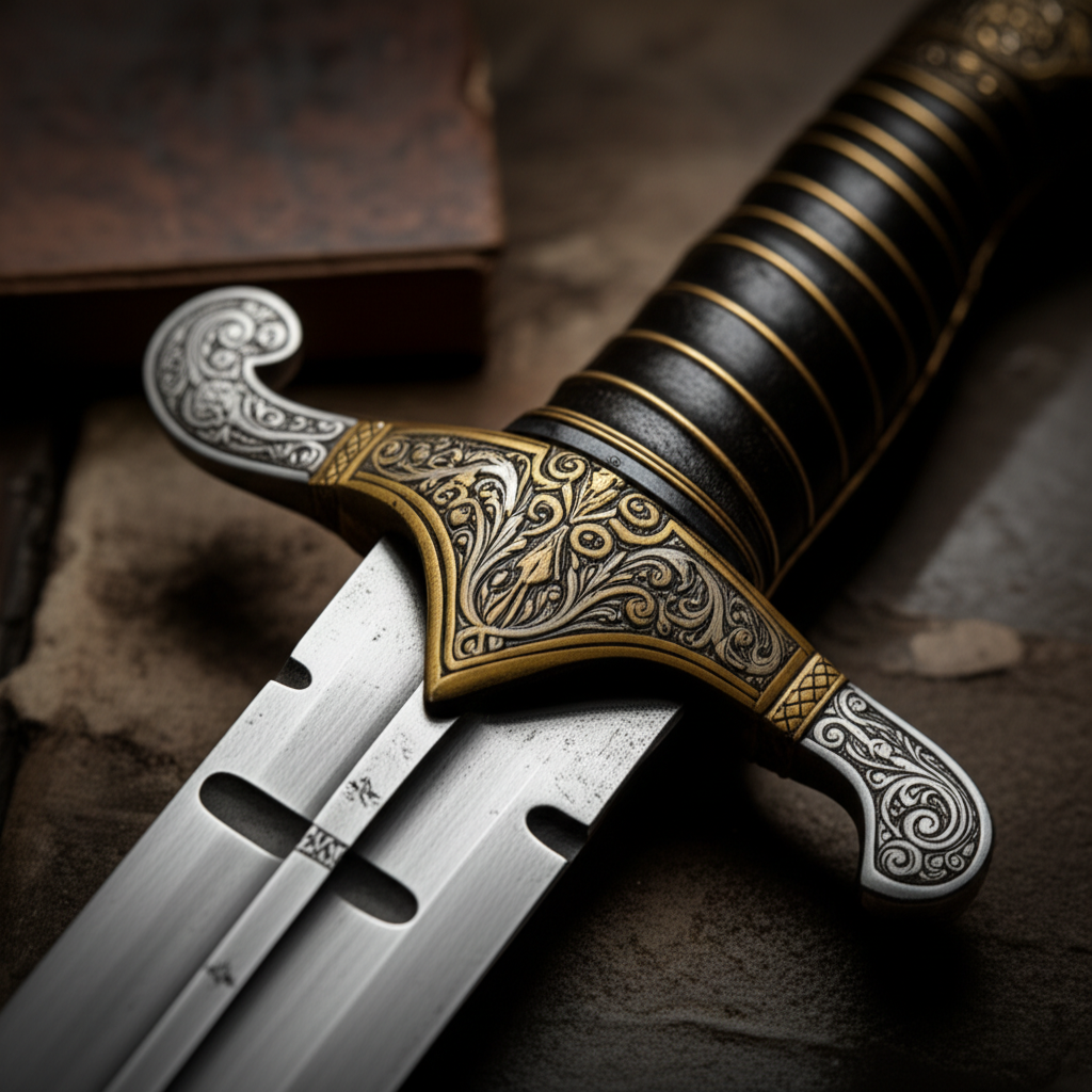 Illustration of History of Damascene Inlay in Ancient Weaponry