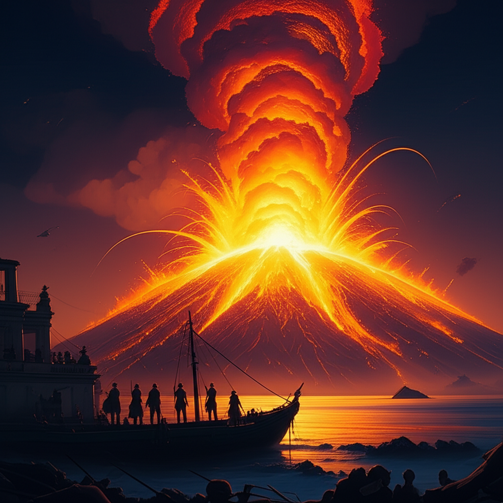 Illustration of How the Thera Eruption Ended the Minoan Golden Age