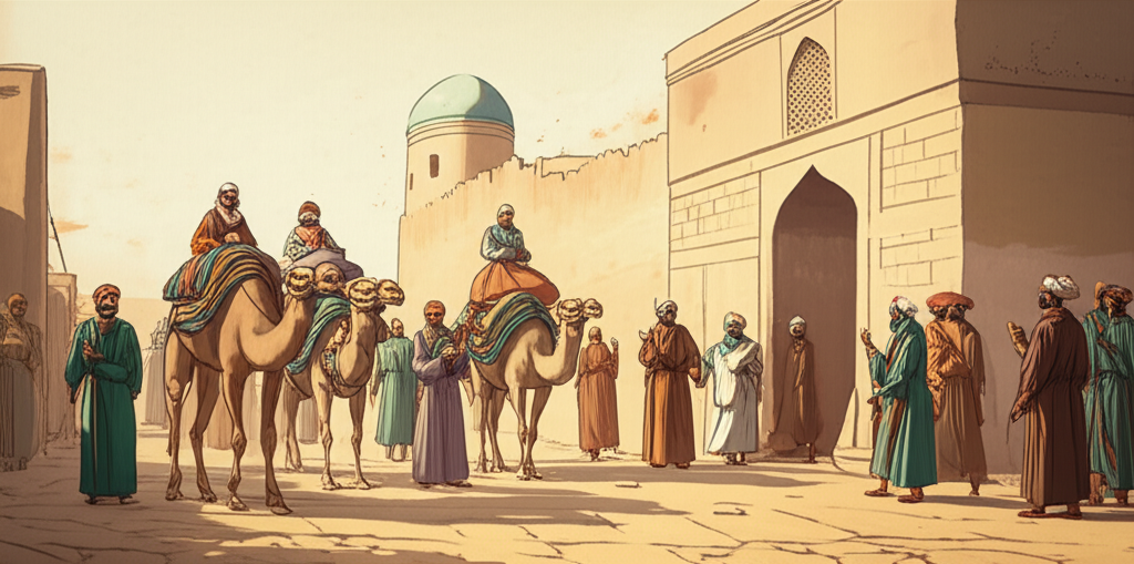 Illustration of Sogdian Merchants as the Backbone of the Silk Road